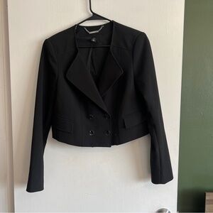 White House black market black double breasted cropped blazer size 10